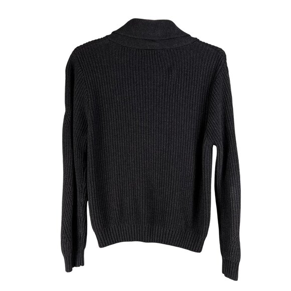 Vintage Shawl Collar Cardigan Mens L Cable Knit Gray Pockets Fisherman Sweater - Picture 2 of 16